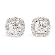 Moissanite Sparkling Halo Stud Earrings