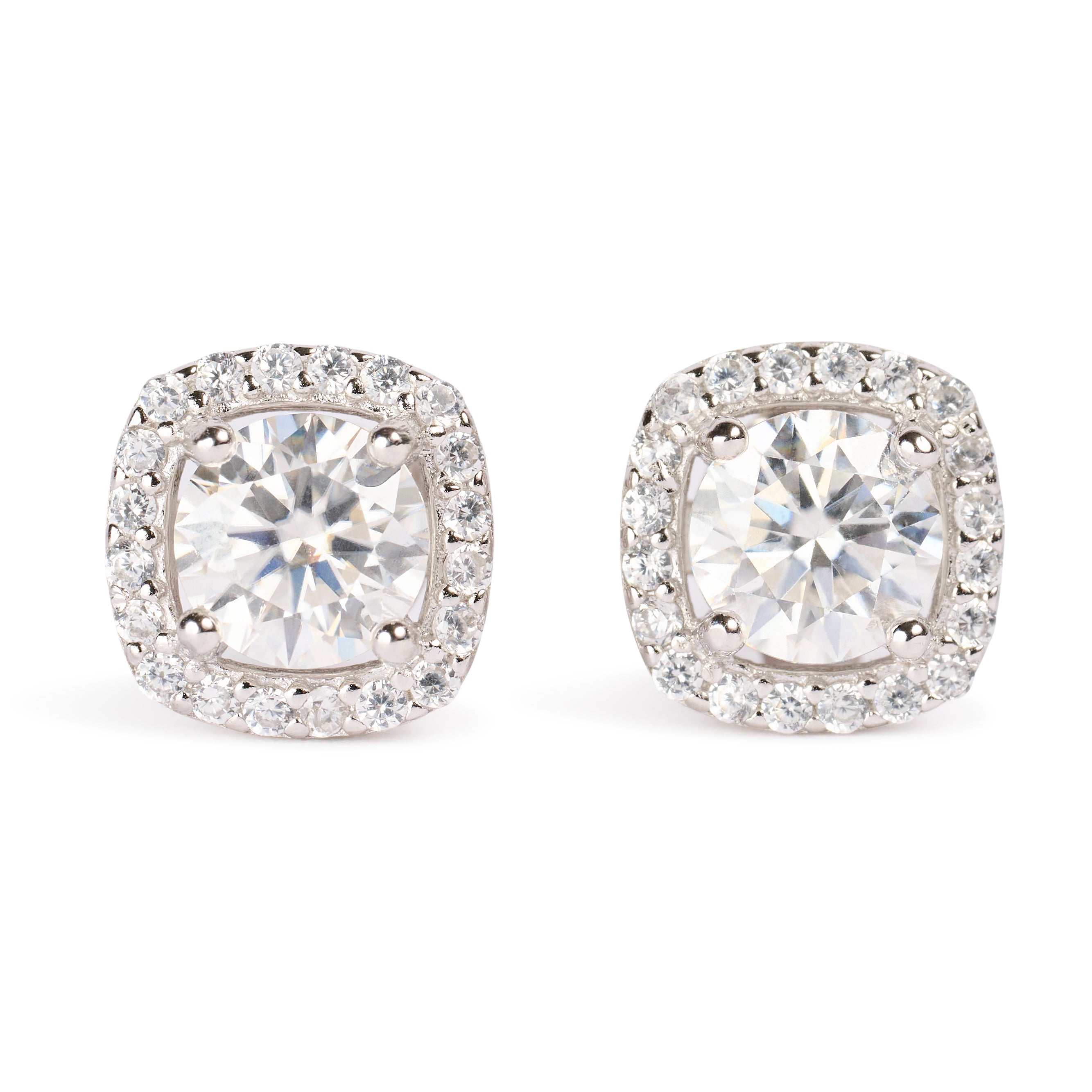 Moissanite Sparkling Halo Stud Earrings