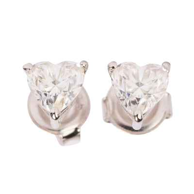 Moissanite Sparkling Heart Stud Earrings