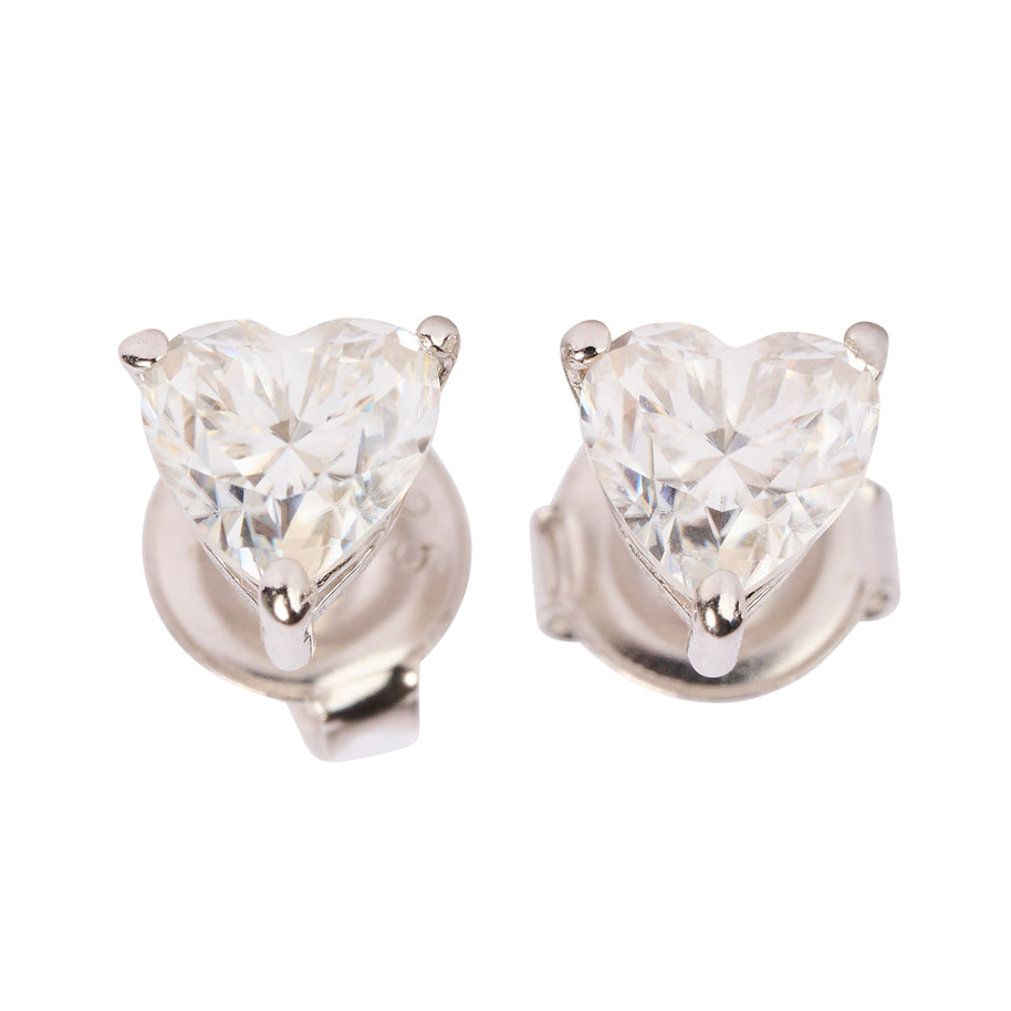 Moissanite Sparkling Heart Stud Earrings